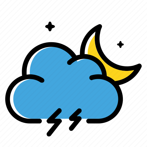 Night, storm, thunder, weather icon - Download on Iconfinder