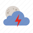 cloud, lightning, moon, weather