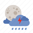 cloud, lightning, moon, rain, weather