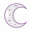 crescent, moon, half, night