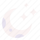 crescent, moon, weather, night, face, star