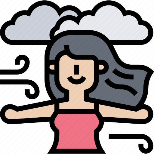 Breezy, wind, blowing, woman, soothing icon - Download on Iconfinder