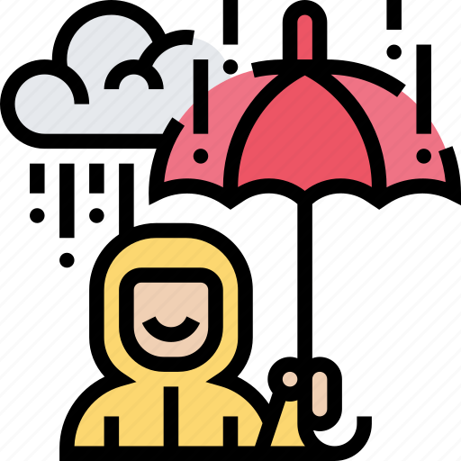 Raining, season, coat, umbrella, protection icon - Download on Iconfinder