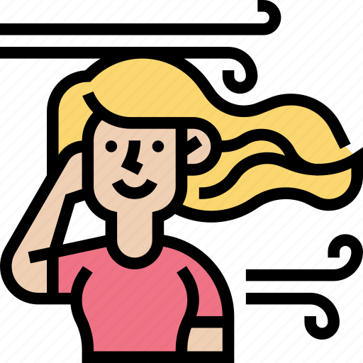 Windy, blowing, woman, airflow, stormy icon - Download on Iconfinder