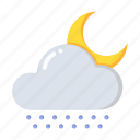 drizzle, night, moon, weather, cloud
