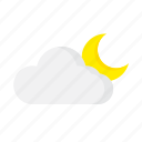 cloud, cloudy, night, moon, weather