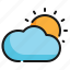 cloud, sun, summer, temp, weather icon 