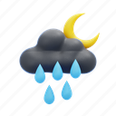 rain, night, weather, season, rainy, element, moon, cloudy 