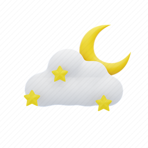 Cloudy, night, moon, weather, season, rainy, element 3D illustration - Download on Iconfinder