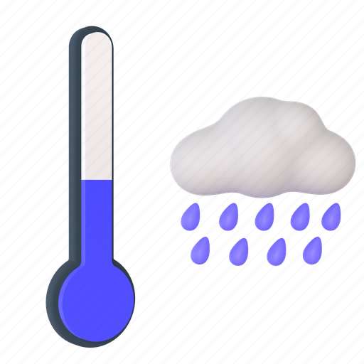 Cold temperature condition, heavy rain, cloudy rain, rain drops, cold temperature, weather, forecast 3D illustration - Download on Iconfinder
