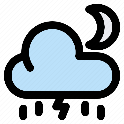 Weather, forecast, night, climate, cloud, moon, lightning icon - Download on Iconfinder