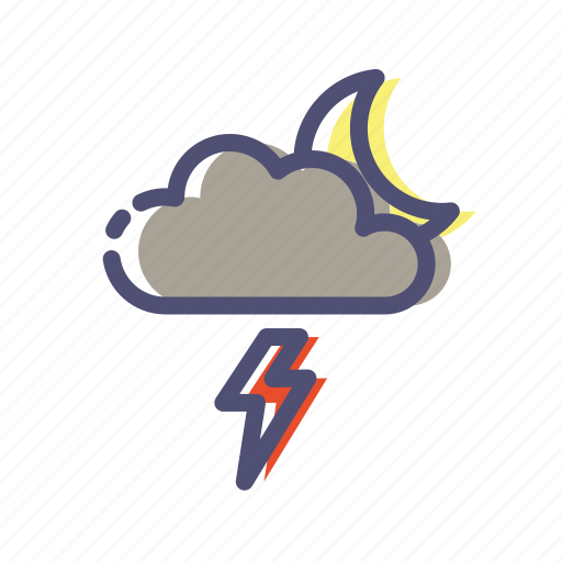 Thunderstorm, night, moon icon - Download on Iconfinder