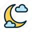 weather, cloudy, night, crescent 