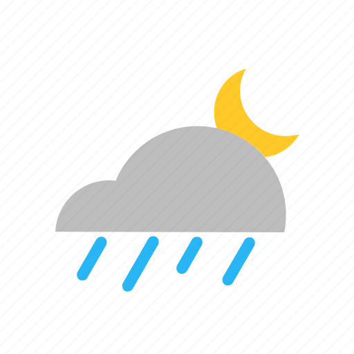 Cloud, forecast, moon, night, rain, weather icon - Download on Iconfinder