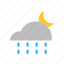 cloud, forecast, moon, night, rain, weather