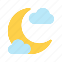 weather, cloudy, night, moon, cresent 