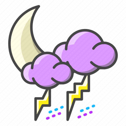 Weather, forecast, moon, clouds, lightning, night icon - Download on Iconfinder