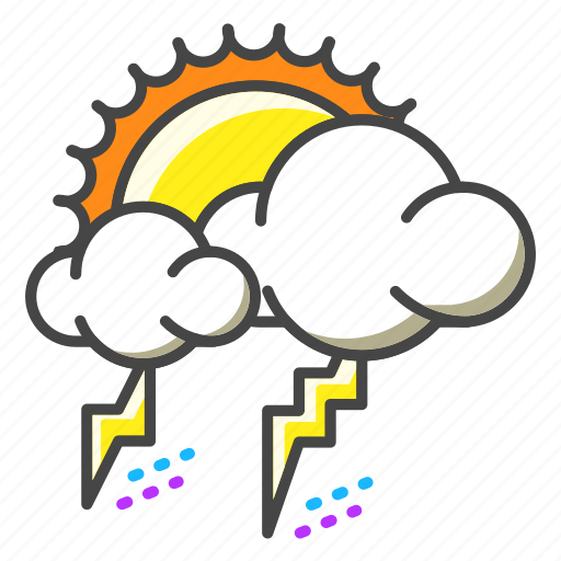 Weather, forecast, sun, lightning, sky, thunder, bolt icon - Download on Iconfinder