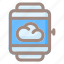 smartwatch, weather, cloud, storage, data, sun, forecast 