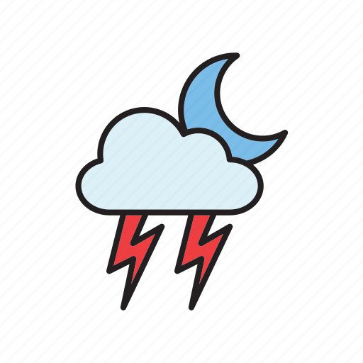 Forecast, meteorology, weather, cloud, lightning, moon, thunderstorm icon - Download on Iconfinder