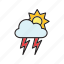 forecast, meteorology, weather, cloud, lightning, sun, thunderstorm 