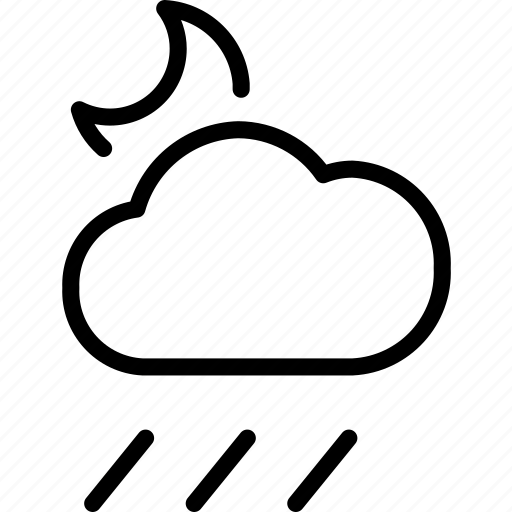 Cloudy, forecast, moon, night, rain, umbrella, weather icon - Download on Iconfinder