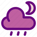 weather, forecast, night, climate, cloud, moon, rain