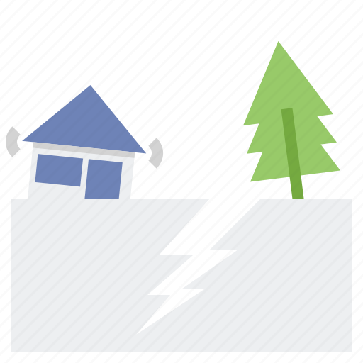 Crack, damage, disaster, earthquake, house, tree, tremor icon - Download on Iconfinder