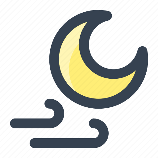 Windy, night, moon, cloud, weather icon - Download on Iconfinder