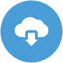 arrow, cloud, cloud network, down, download