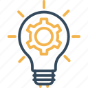 bulb, setting bulb, cogwheel, idea, thinking