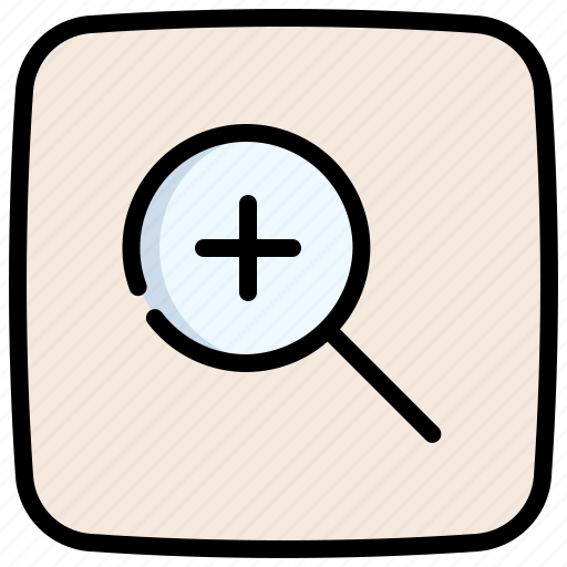 View, loupe, lens, magnifying, glass, plus, zoom in icon - Download on Iconfinder