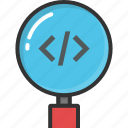 code focus, code magnifier, coding, html code, programming