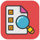 checklist, checklist paper, checklist with magnifier, find plan, to do 