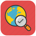 discovery, find location, global search, global view, globe with magnifier
