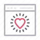 browser, favorite, heart, like, webpage