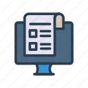 checklist, document, form, lcd, monitor