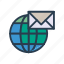 global, inbox, mail, message, world 