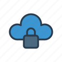 cloud, database, lock, protection, secure