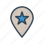 location, map, pin, pointer, star 