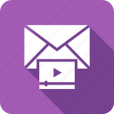 email, envelope, mail, play, video