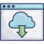 arrow, cloud, down, download, storage, webpage, website 