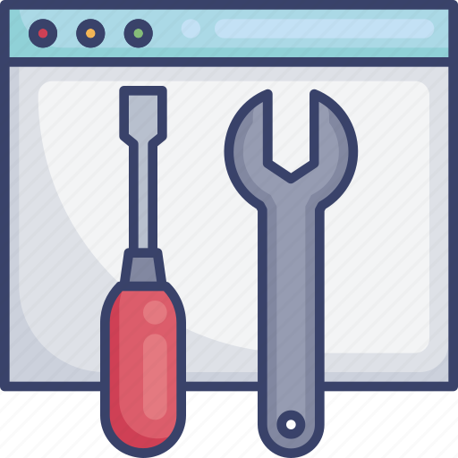 Browser, maintenance, options, screwdriver, webpage, website, wrench icon - Download on Iconfinder