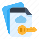 document, file, key, cloud, locked 