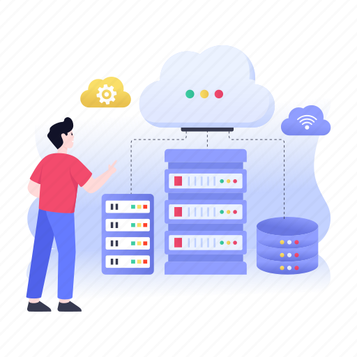 Cloud server, cloud storage, cloud database, distributed database, cloud computing illustration - Download on Iconfinder