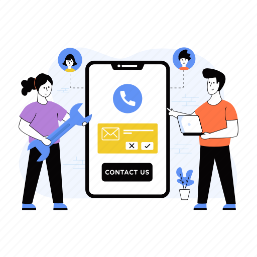 Customer support, customer service, online help, contact us, helpline, contact page illustration - Download on Iconfinder