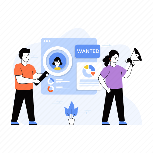 Recruitment, human resources, hiring, recruitment ads, job advertisement illustration - Download on Iconfinder