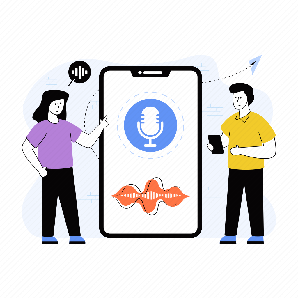 Mobile voice. Голос символ. Voice recording Play in mobile illustration.