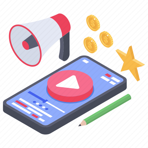 Online video marketing, online video promotion, video advertising, video app, video streaming icon - Download on Iconfinder