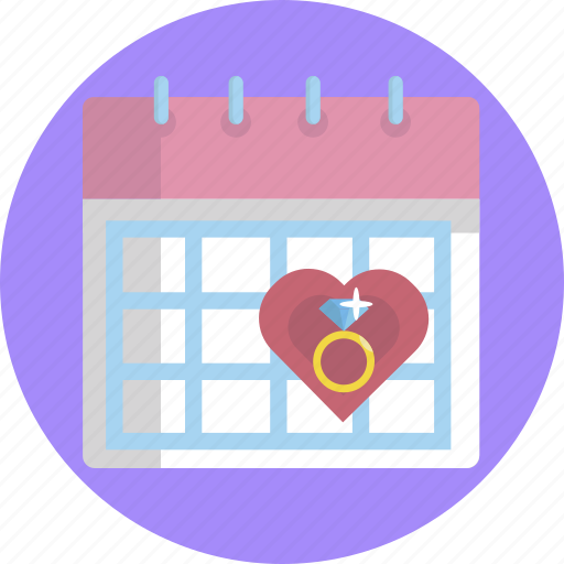 Love, calendar, wedding, date, ceremony, ring icon - Download on Iconfinder
